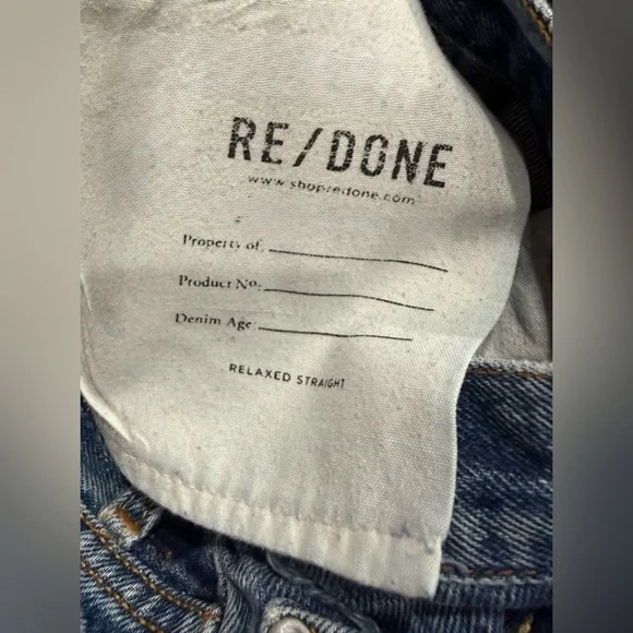 RE/DONE Levi’s Relaxed Straight Distressed Jeans 26x25 One of a Kind - Picture 5 of 7